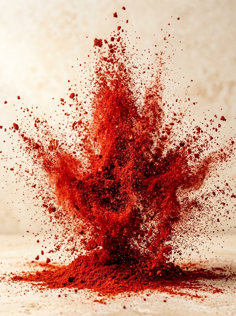 Vibrant red natural pigment powder explosion